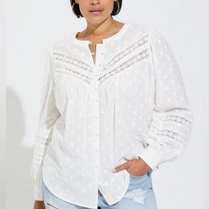 Torrid 3 White Long Sleeve Blouse